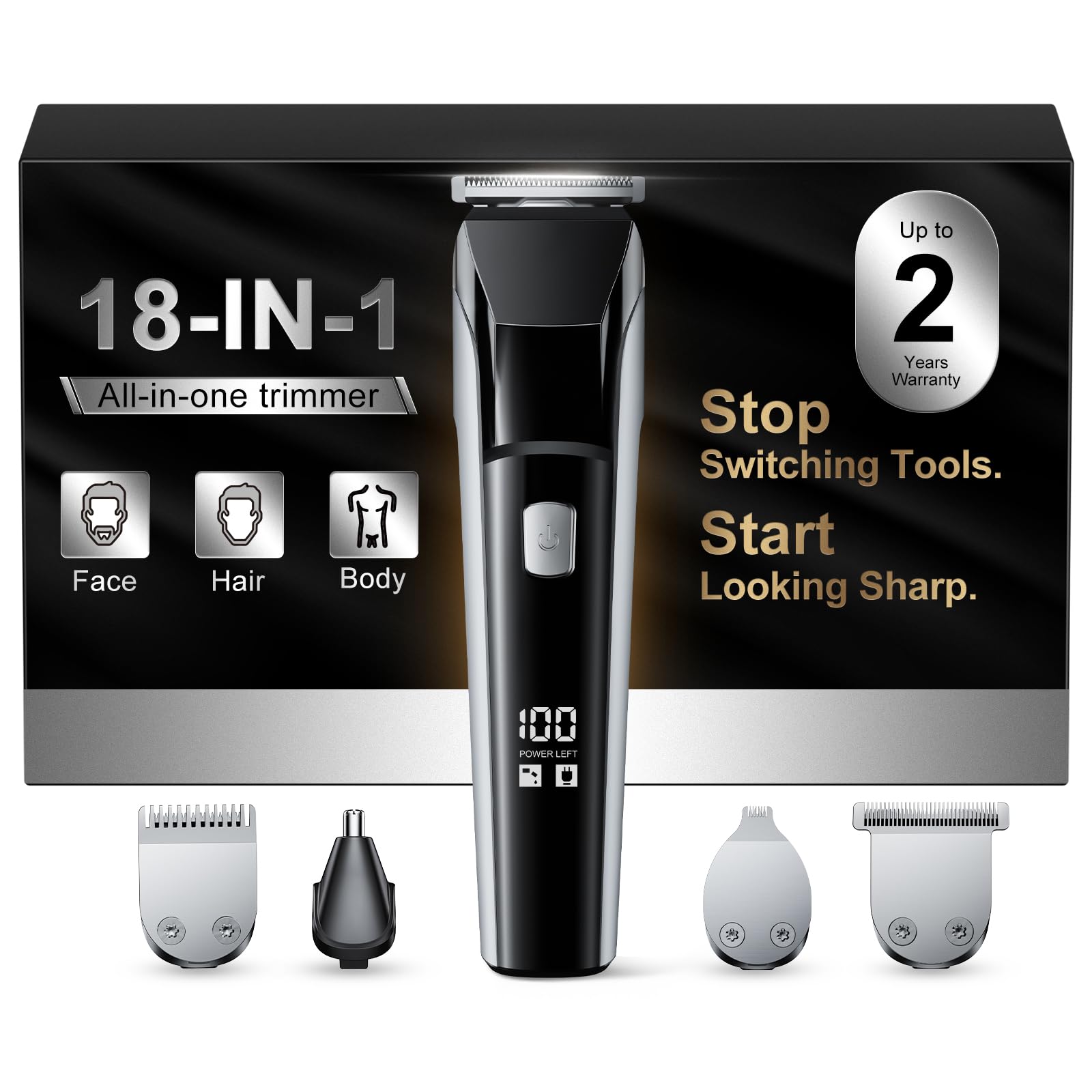 YGZ Beard Trimmer for Men, Electric Razor Hair Clippers for Men, Gifts Black