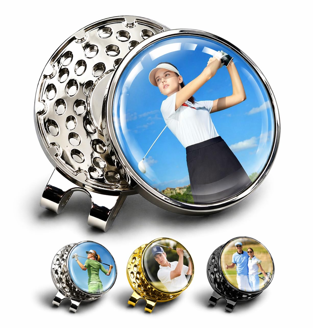 XSTZR 3D Marcador de Pelota de Golf Personalizado con Clip de Sombrero Magnético, Marcador con Foto o Logo Personalizable, Regalos Originales para Golfistas, Día del Padre, Cumpleaños