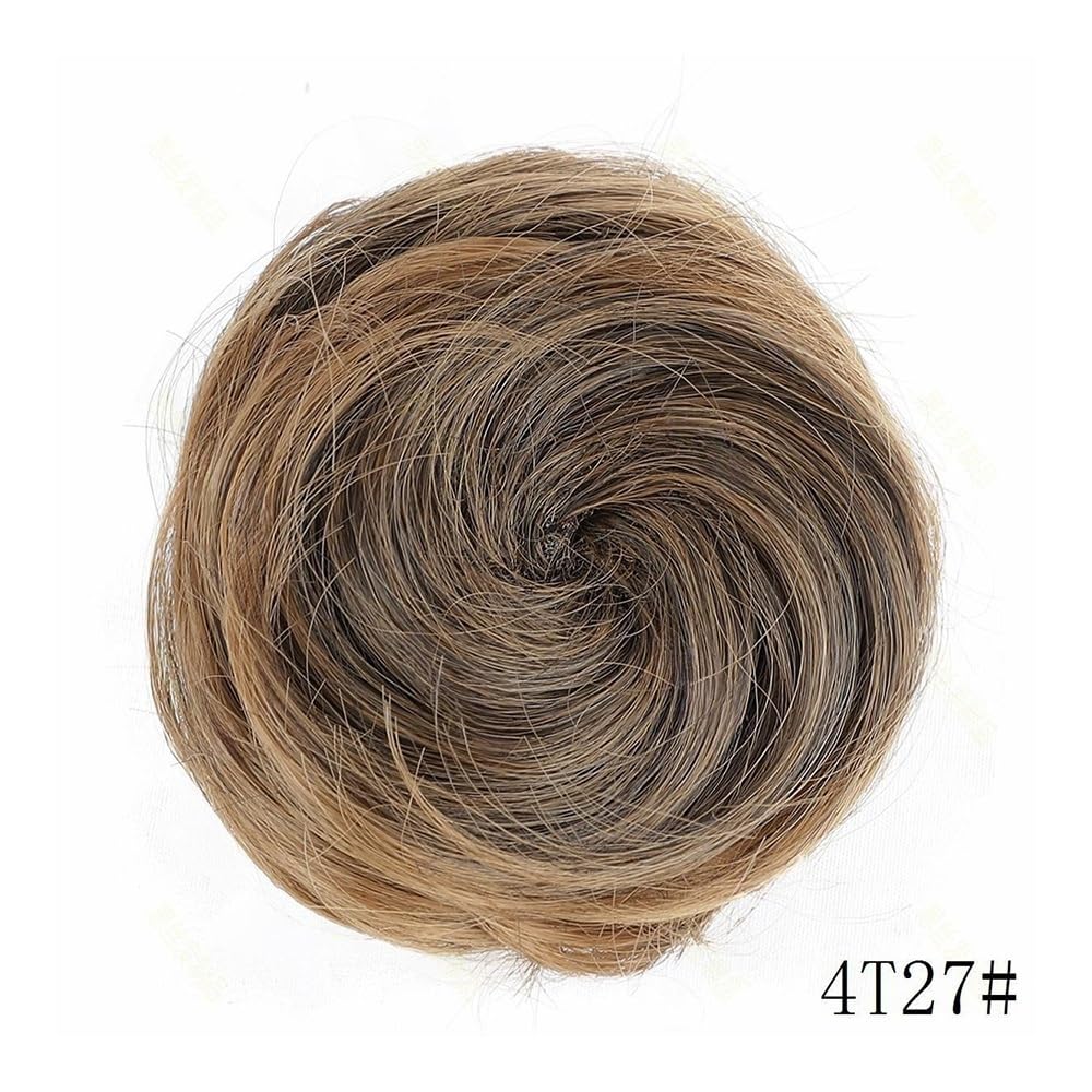 Kok do włosów syntetyczny kosmiczny kok 2 szt. Mini pazur klips w Messy kocie uszy sztuczne włosy Bun Donut Updo treski dla kobiet pączki do włosów na bułki (średni gradientowy brązowy ciemny blond)