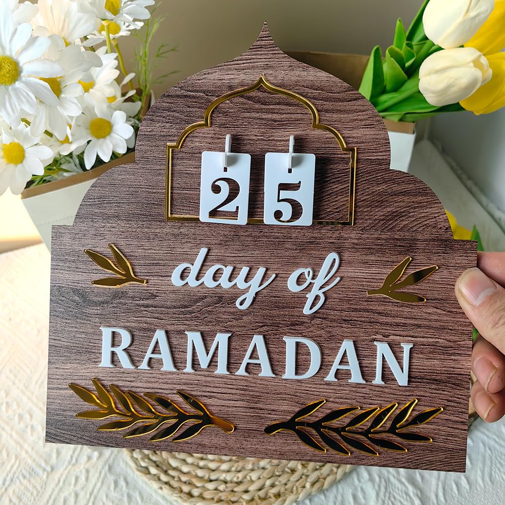 Calendario del conto alla rovescia del Ramadan 2026, decorazioni Ramadan in legno per la casa, calendari dell'avvento di Eid Mubarak, islamico musulmano Ramadan Kareem tavolo decorazione regalo di