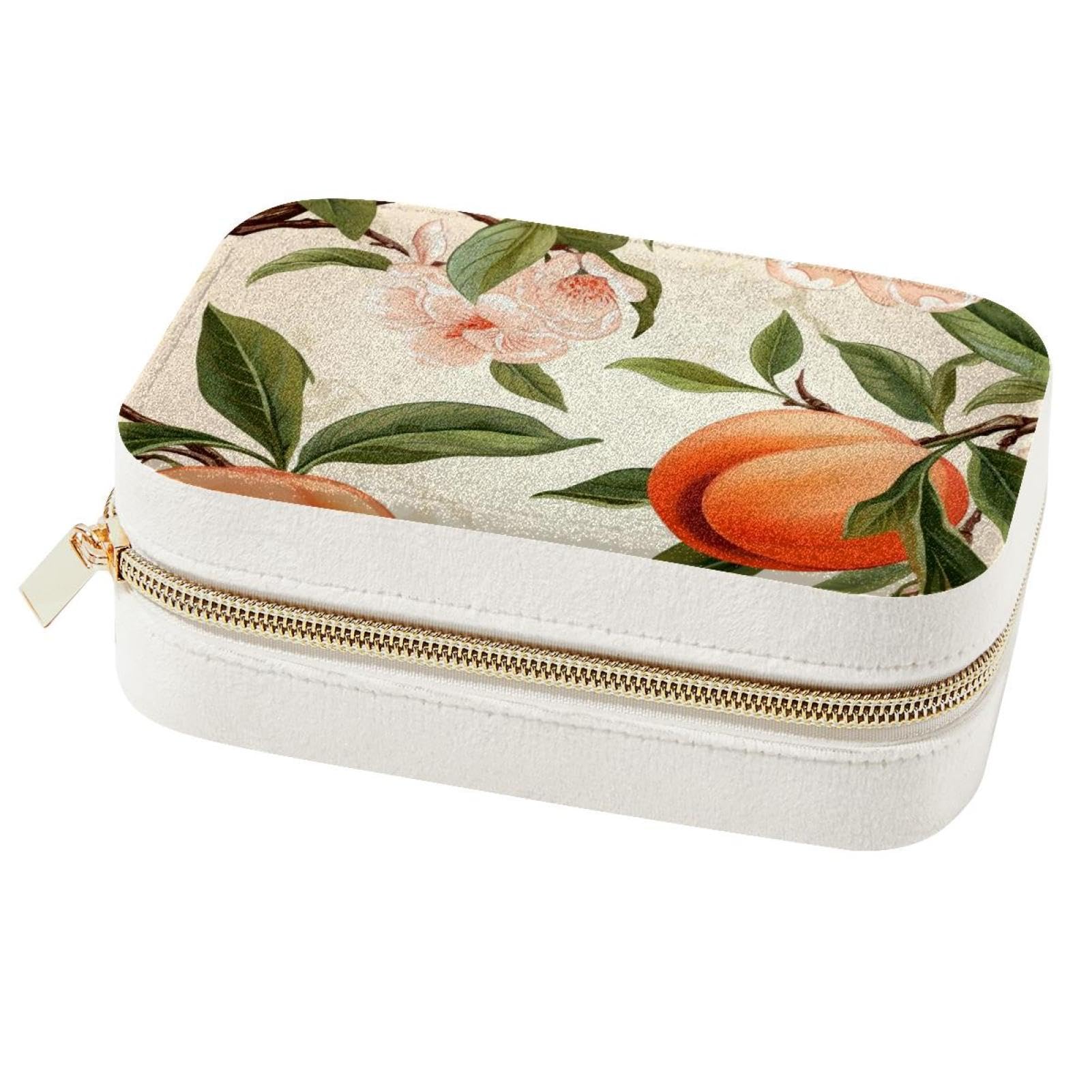 Boîte à bijoux de voyage en fleur de pêcher pour bagues et colliers