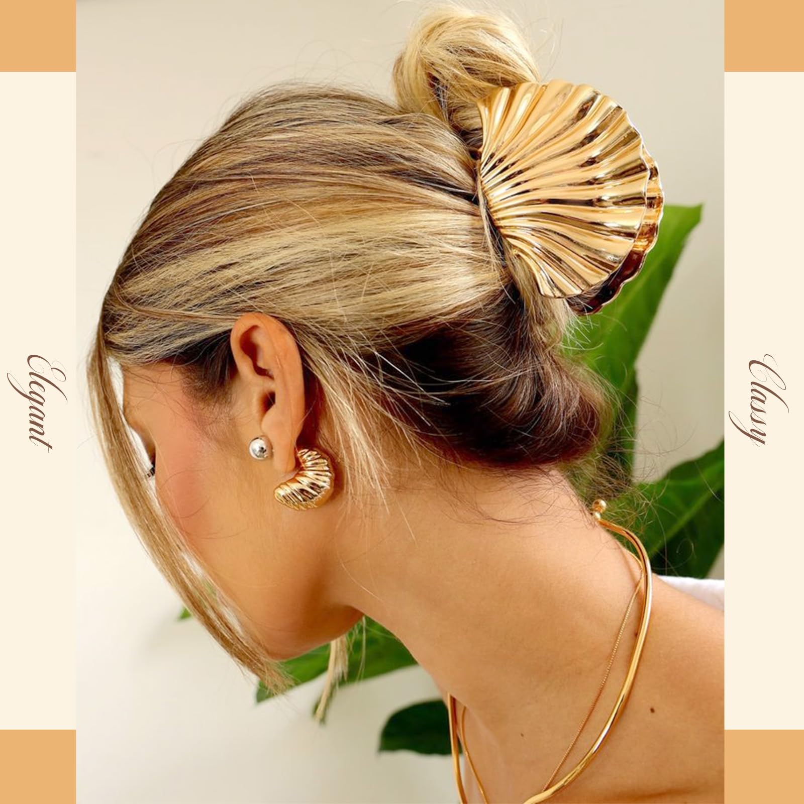 2 pinzas de metal para el pelo para mujer, duraderas y elegantes, pinzas de pelo doradas para peinar, pinzas de metal para cabello grueso y fino, accesorios de moda para el cabello de sujeción fuerte