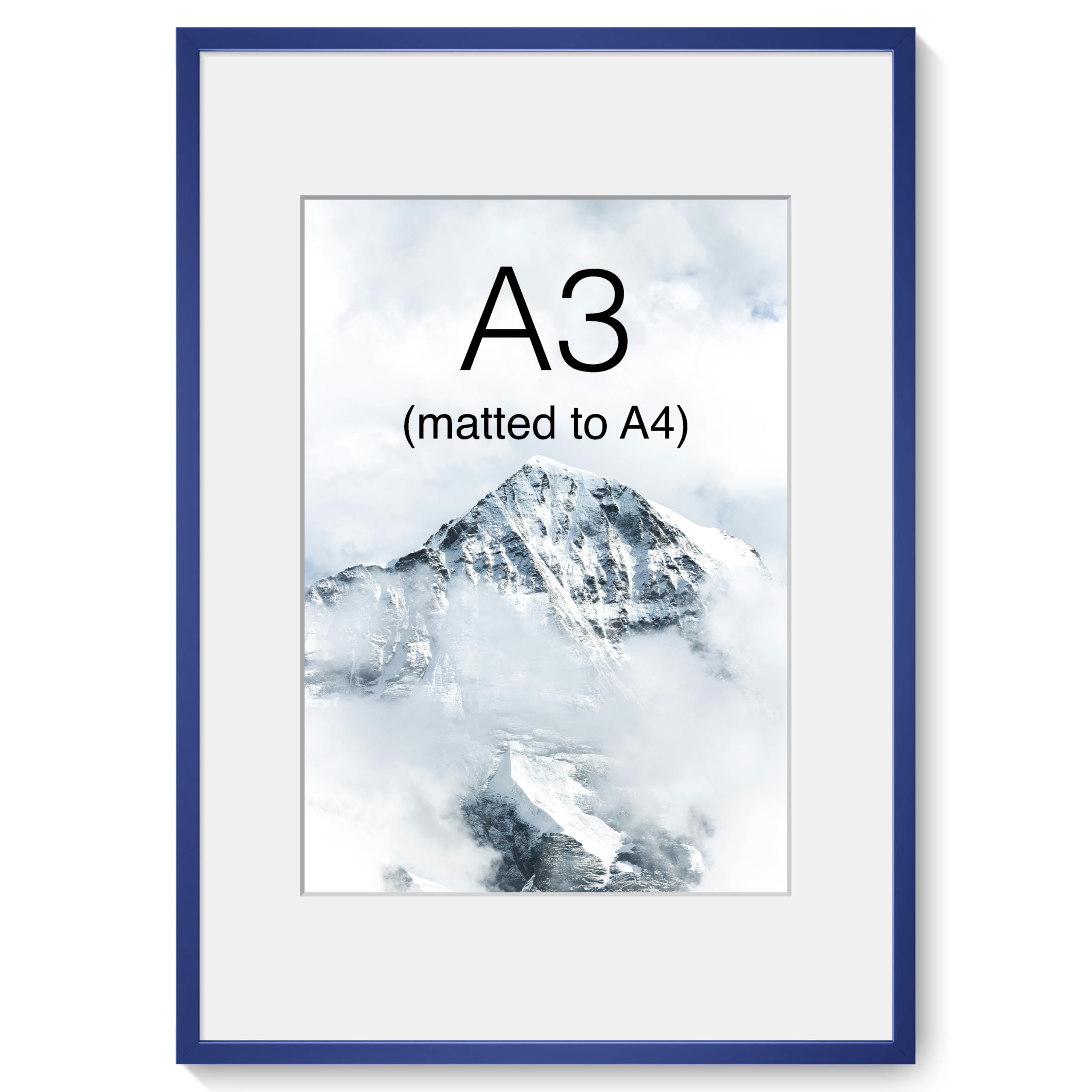 Acovy A3 Picture Frame, Aluminum Photo Frame Matted to 200x287mm, with High Definition Plexiglass, Metal A3(297x420mm) Picture Frame for Wall Display, Wall Hook Included