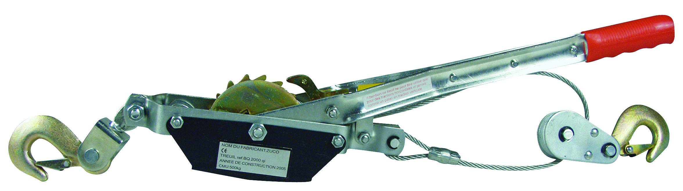 Treuil horizontal 500 kg rouge matériel de traction manuelle halage
