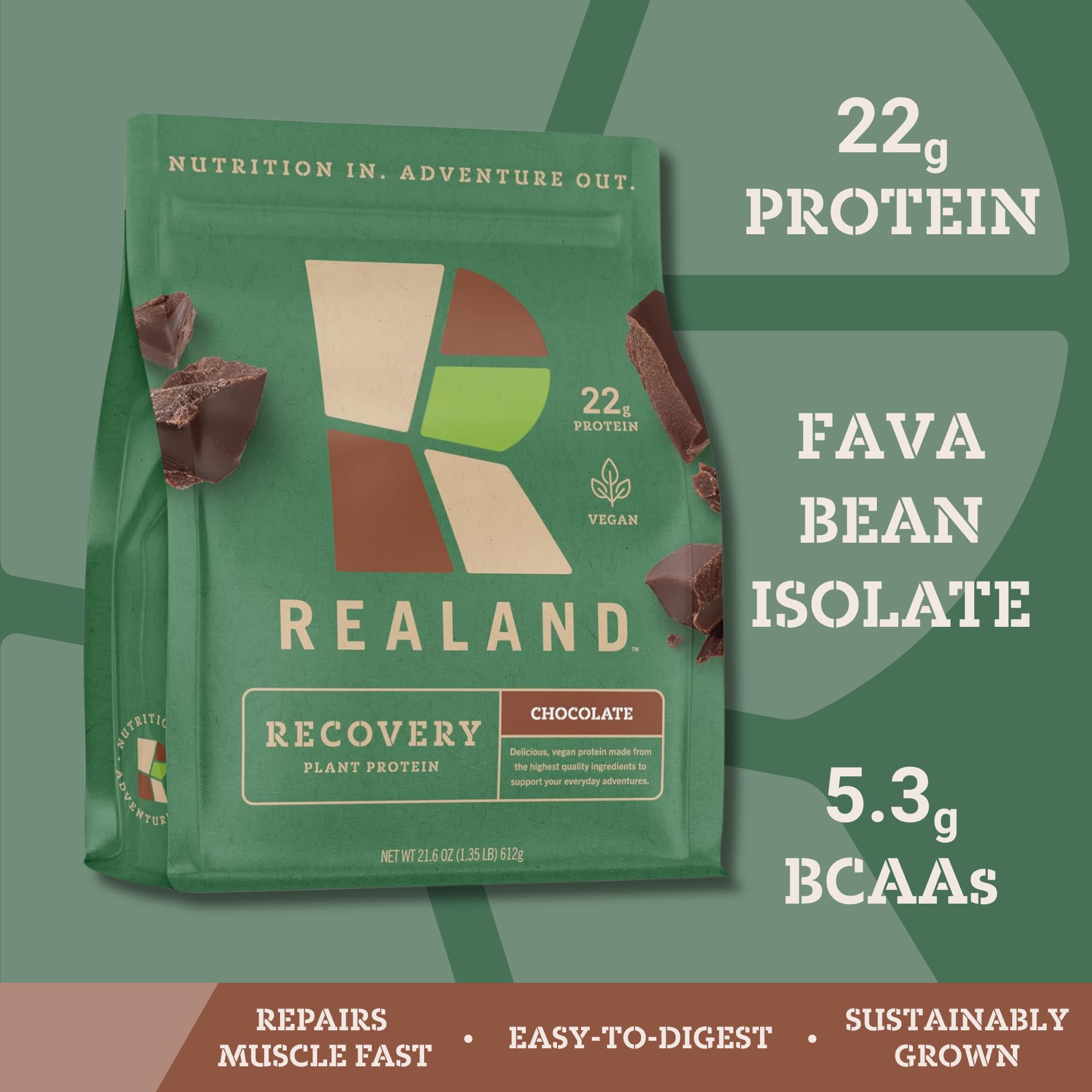 Chocolate Vegan Plant Protein Isolate - Fava Bean Protein Powder for Recovery - 22g of Protein - 17 Servings — Amazon image 2