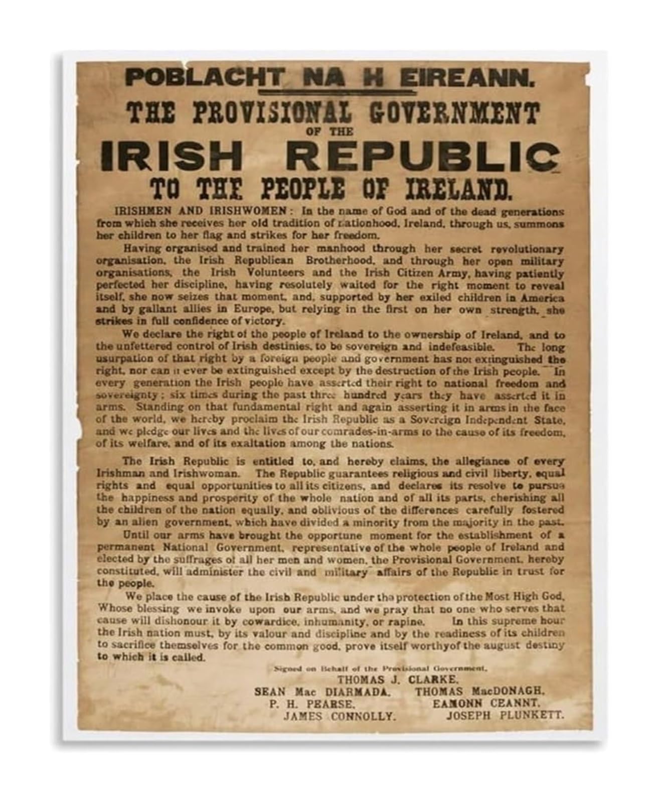 QMKADFQXF Irish History Poster 1916 Proclamation of the Irish Republic Canvas Wall-Art for Pub Decor(Framed,16x24inch(40x60cm))