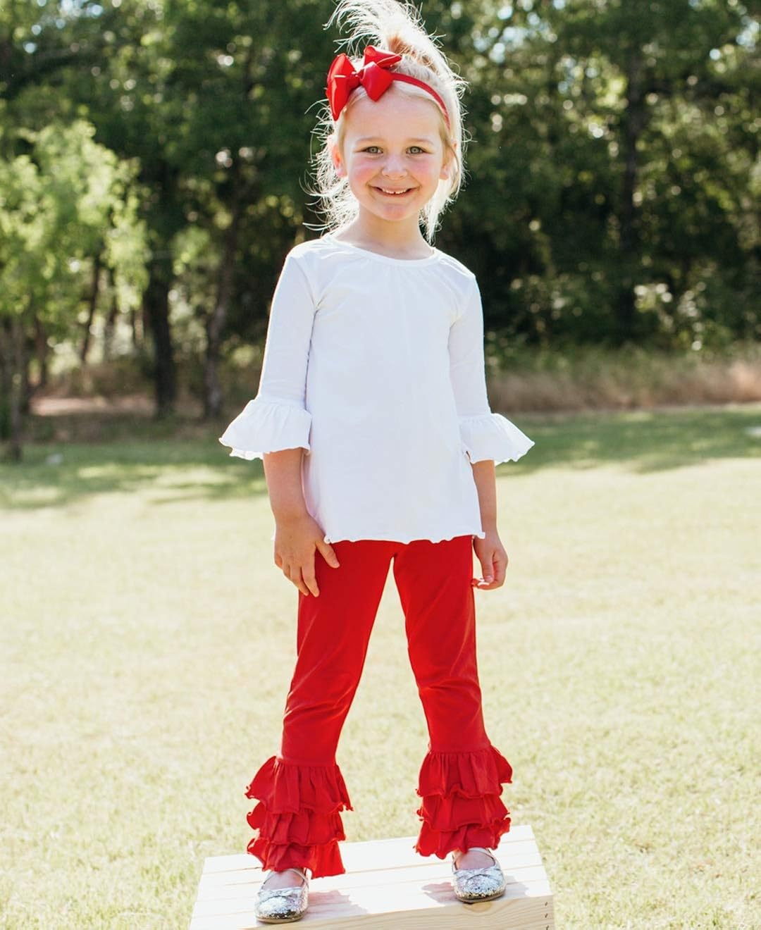 RuffleButts Baby/Toddler Girls Red Everyday Slim Ruffle Pants: Clothing, Shoes & Jewelry