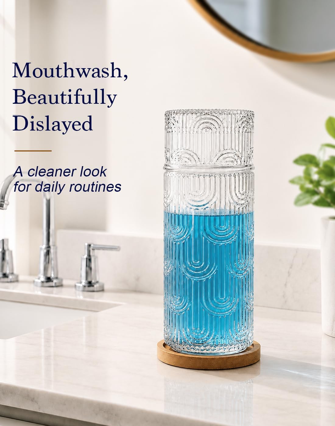 Bedside Water Carafe and Glass Set, Mouthwash Dispenser for Bathroom