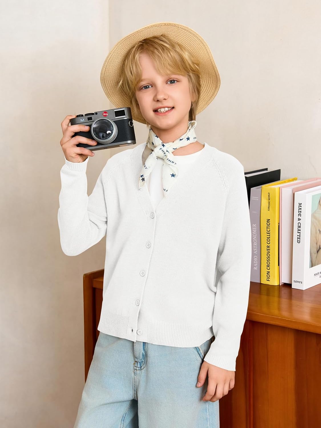 Haloumoning Boys Cardigan Sweater Kids Casual V Neck Button Down Uniform Sweaters 5-14 Years - Image 2