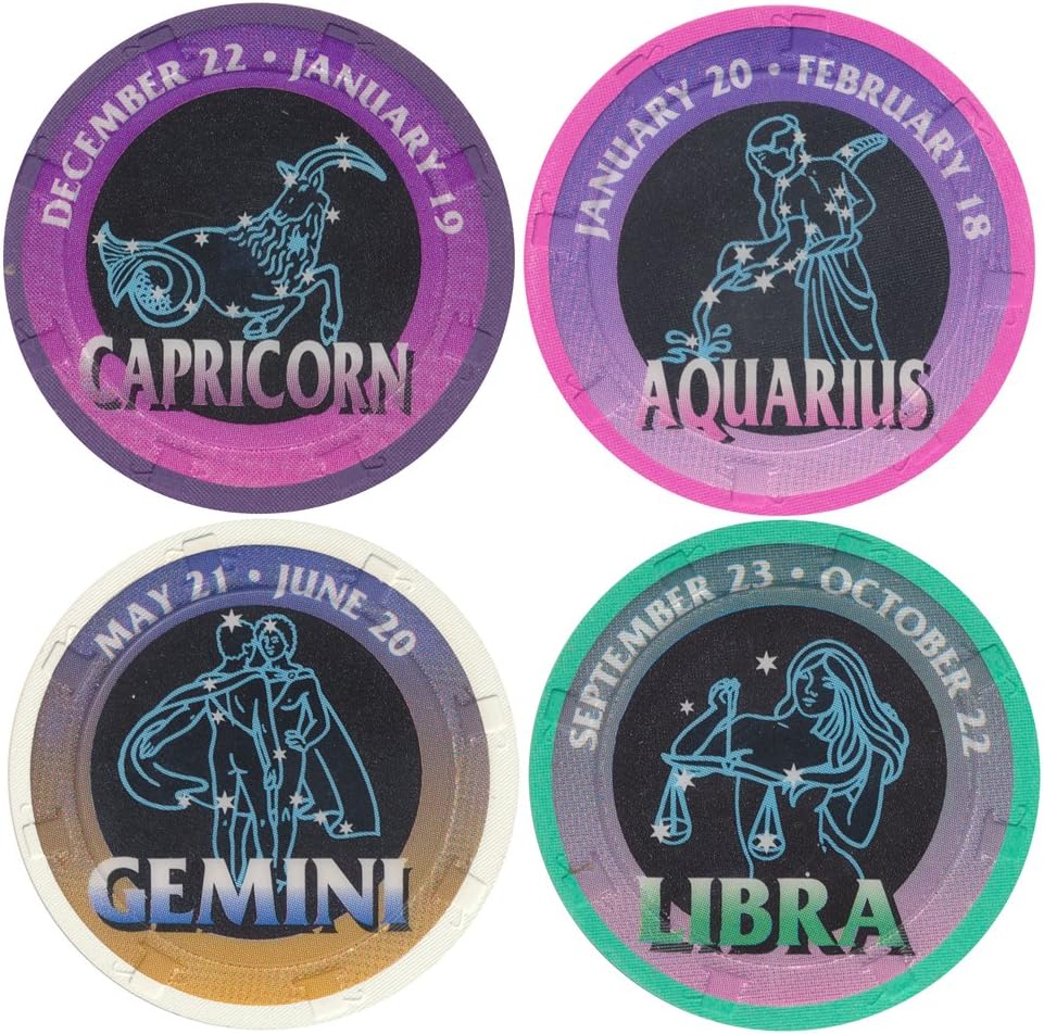 Set of 4 Zodiac Paulson Casino Quality Astrological Chips - Great Collectible Chip Set