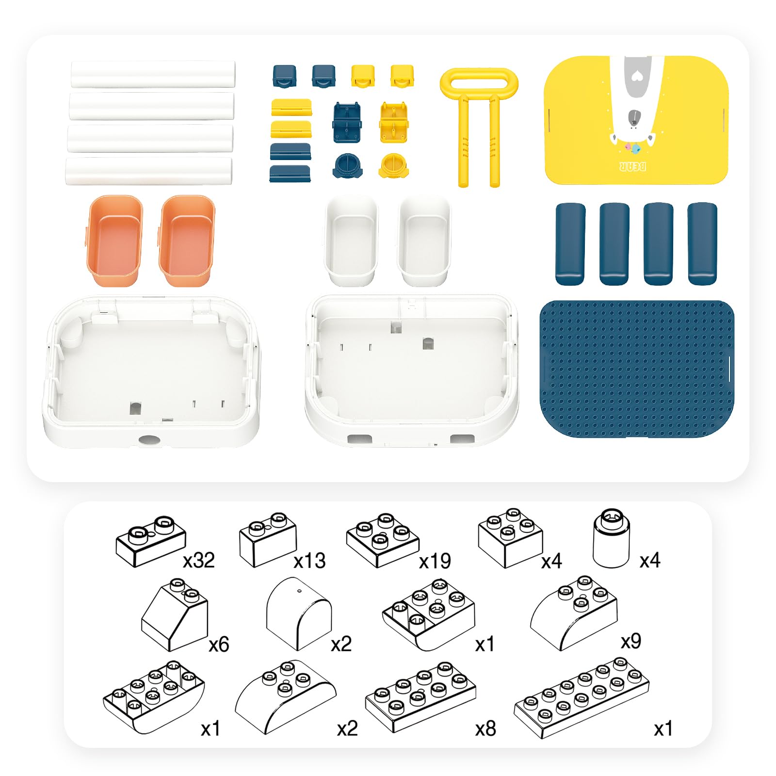 RedCrab Juego de Mesa Actividades para Niños, 2 en1 Mesa Infantil Multifuncional Mesa de Bloques de Construcción, Juegos de Construcción para Niños - Convertible en Equipaje con Ruedas