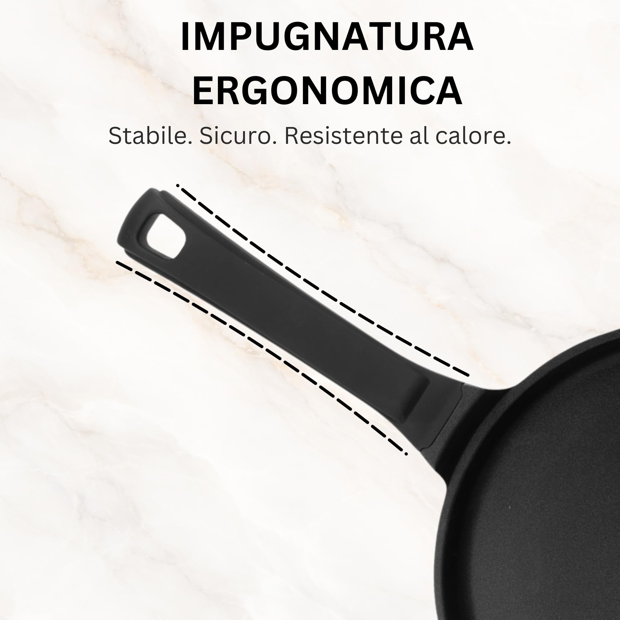 Stone&Stone Padella per Crepes e Pancake 26cm super Antiaderente per Induzione e gas | Crepiera con rivestimento Ceramico Tedesco | Senza PFOA PFAS PTFE | Spatola e Stendi Pastella Inclusi