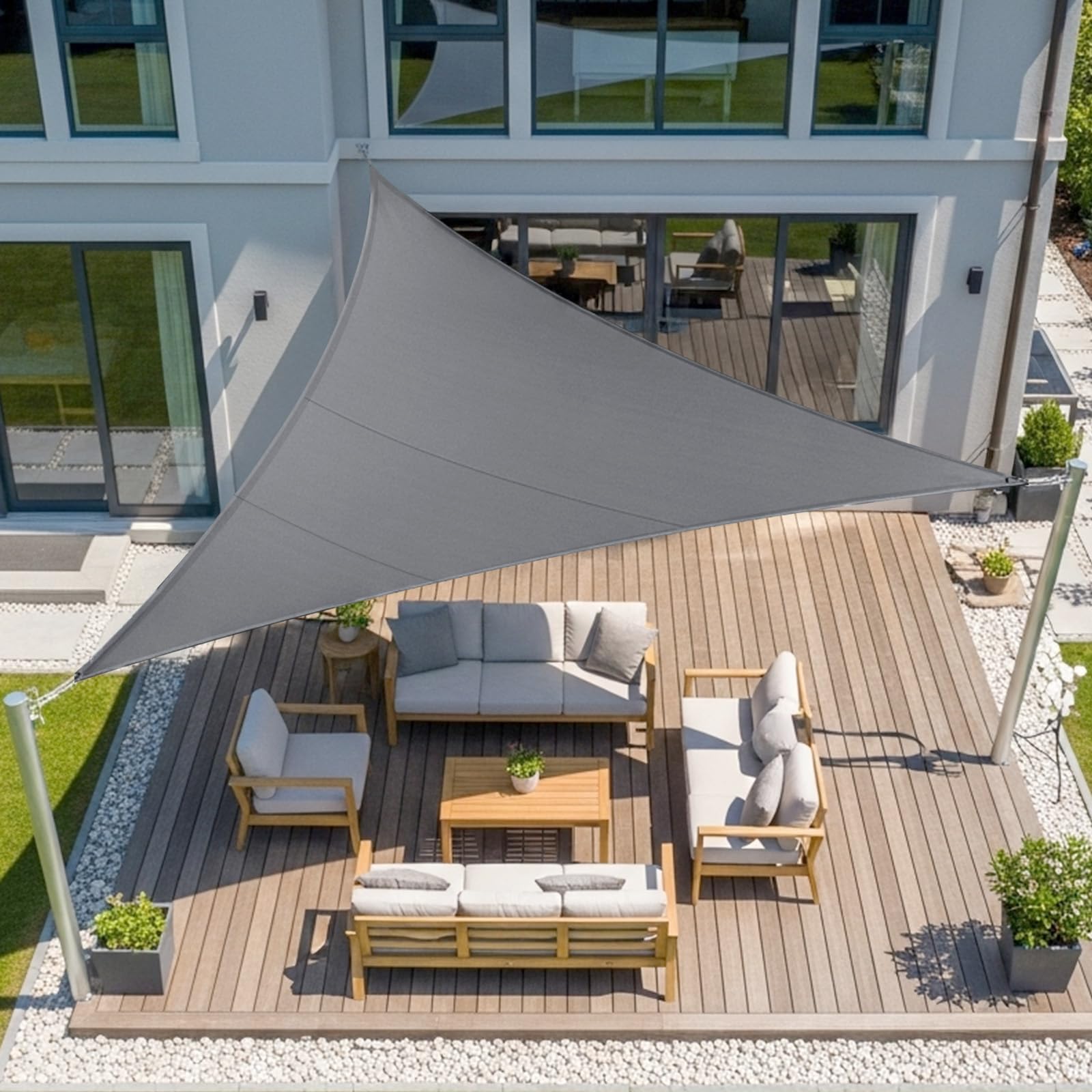 Voile d'ombrage PES haute densité triangulaire 6x6x6m de qualité