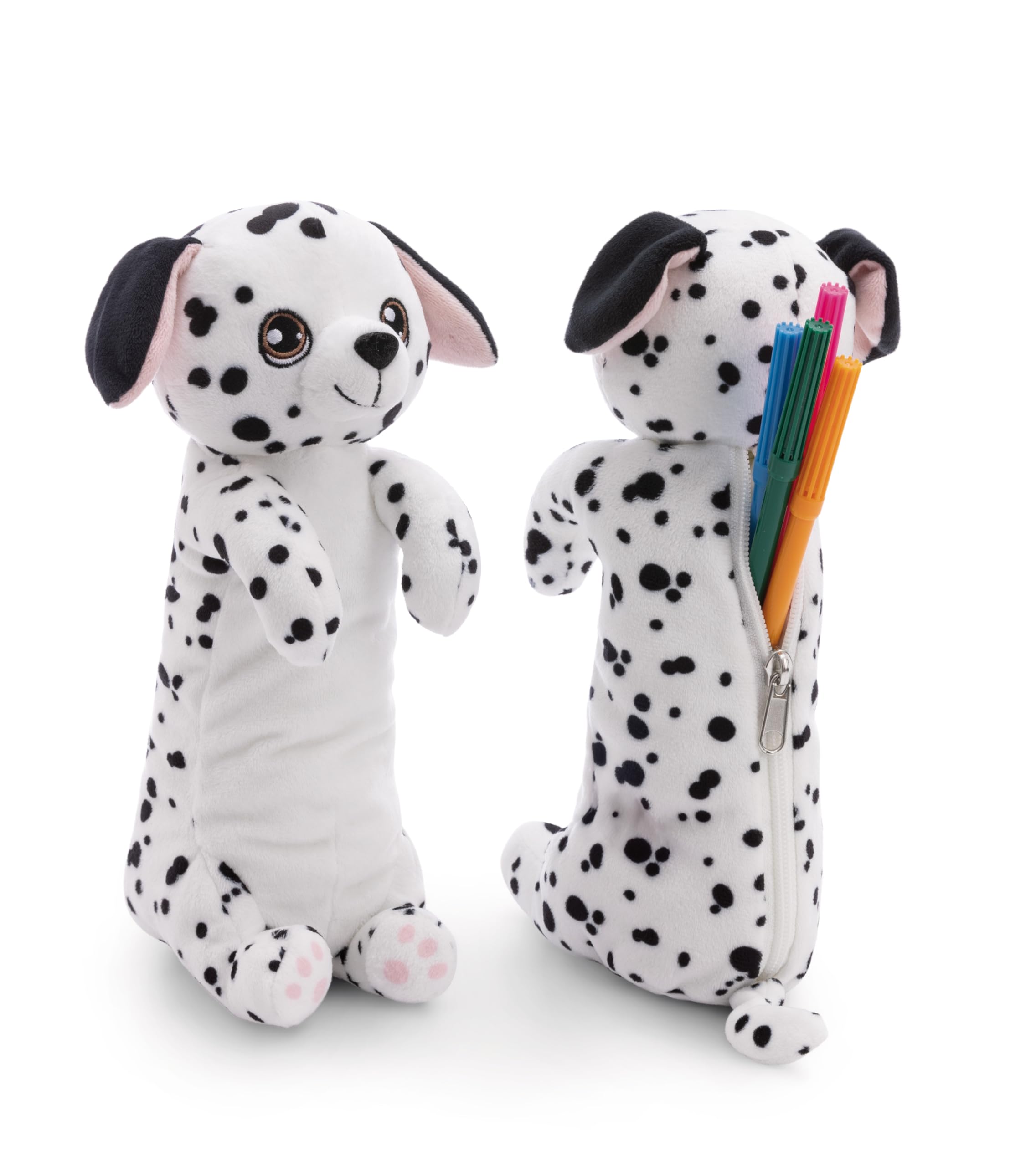 NICI Pencil pouch dalmatian 25cm white - Fluffy pencil case for girls and women, school bag, office or cosmetic pouch, soft plush pouch