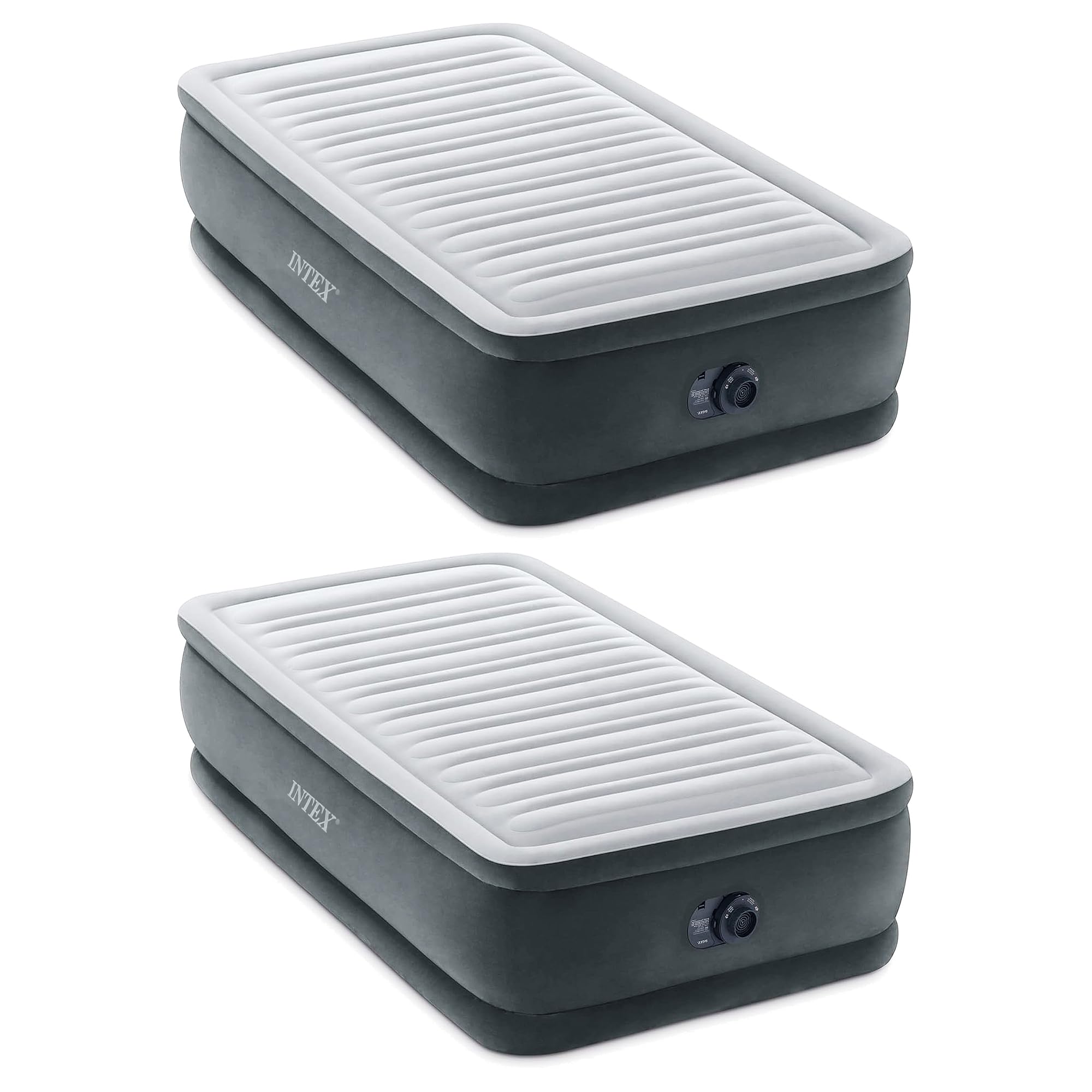 Intex Dura-Beam Deluxe 18" Twin Size Air Mattress w/Built-in Pump, 2-Pack