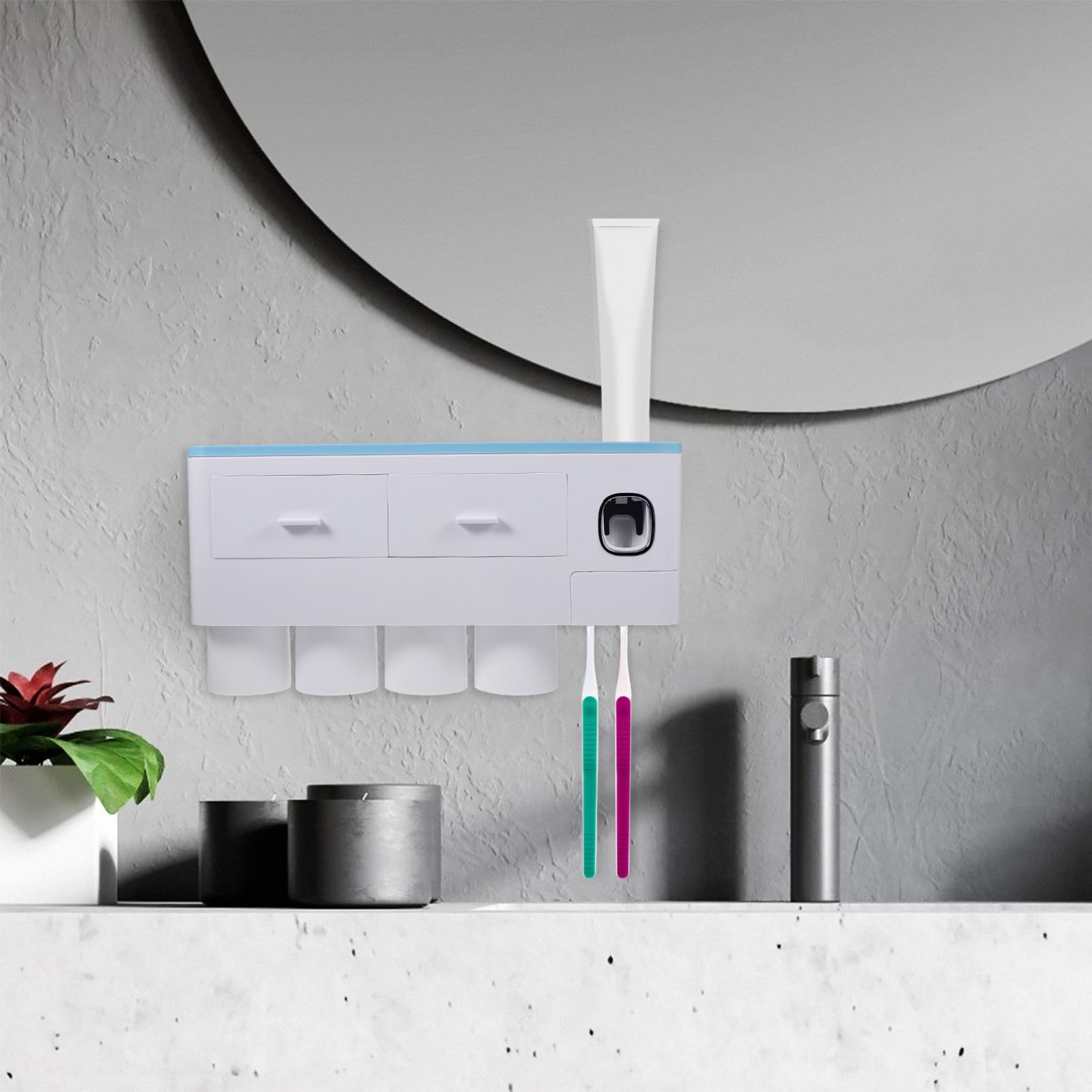 PRETYZOOM Soporte para Cepillo De Dientes Organizador De Baño Estante De Almacenamiento Fácil Adherencia