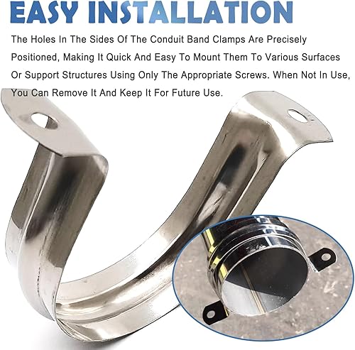 Miniatura 4 de Nge Abrazadera de correa de tubo rígido de 3 pulgadas, correa de dos agujeros, clip de tubo de soporte en U, soporte de sujeción de tubo de acero