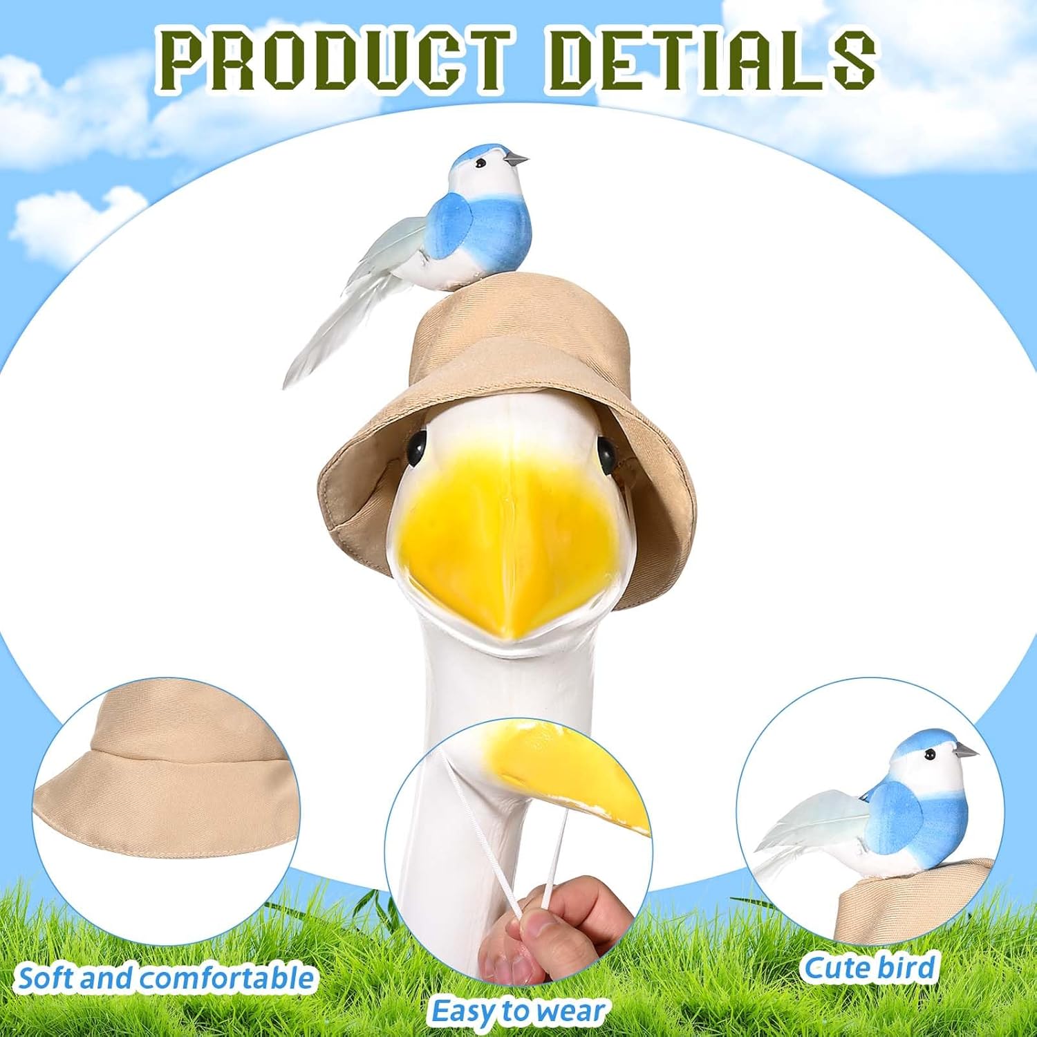 JcHrmers Bird Watching Porch Goose Outfits Lawn Porch Goose Clothes, Fits 23" Cement Plastic Goose Statue for Bird Lovers Outdoor Garden Yard Patio Art Decor