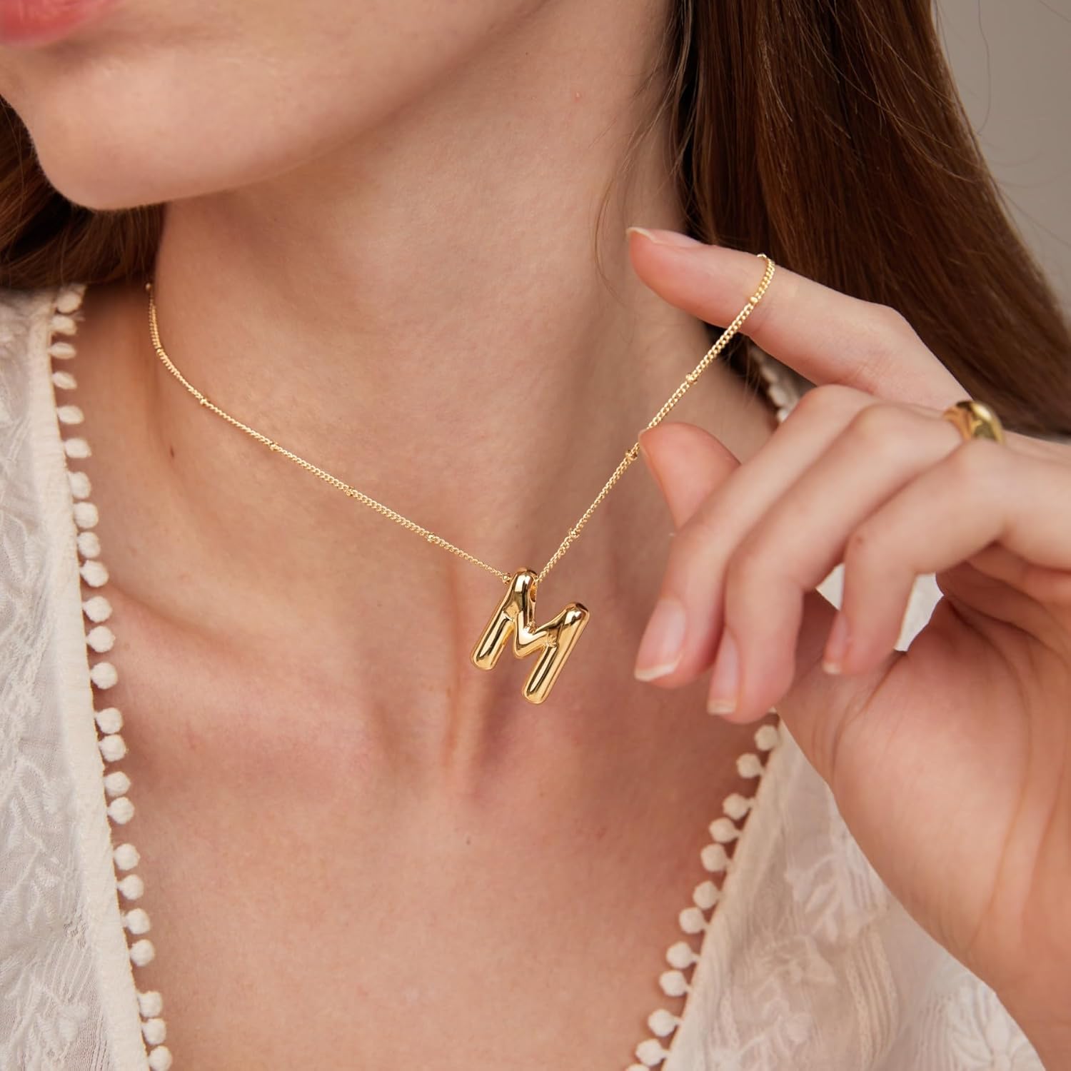 Bubble Letter Necklace Gold, 14k Gold Plated Balloon Initial Necklaces for Women Trendy, Dainty Personalized Name Initial Pendant Letter Charm Necklaces Women Trendy Stuff Gold Jewelry Christmas Gifts - Image 4