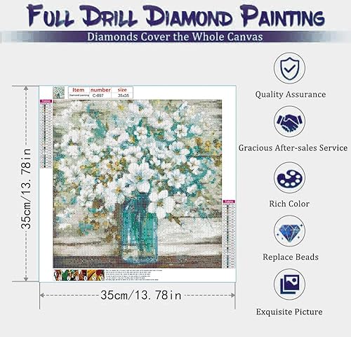 Miniatura 4 de RYMILIE Kits de pintura de diamantes para adultos Jarrón DIY 5D Kit de arte de diamantes de perforación completa con diamantes Gema Arte