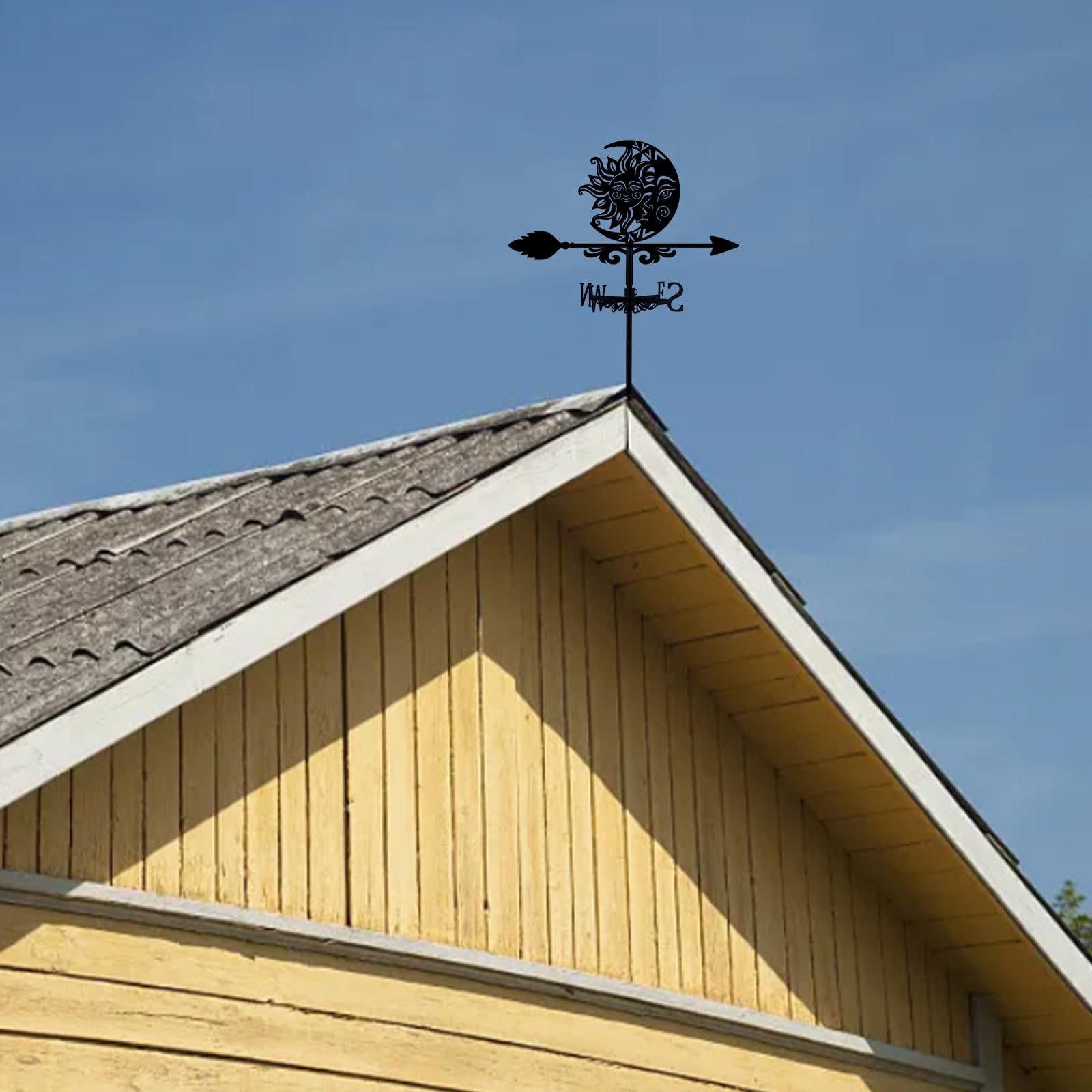 Superdant Luna Sun Weather Vanes para Cobertizos, Veletas de Metal con Indicador de Dirección Negro para Jardín y Arte