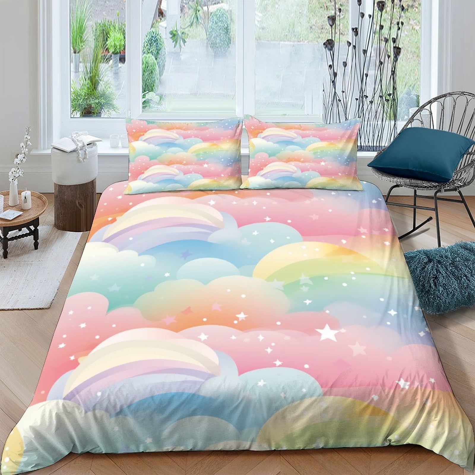 Parure de lit 3 pièces housse de couette 220x240 cm microfibre hypoallergénique