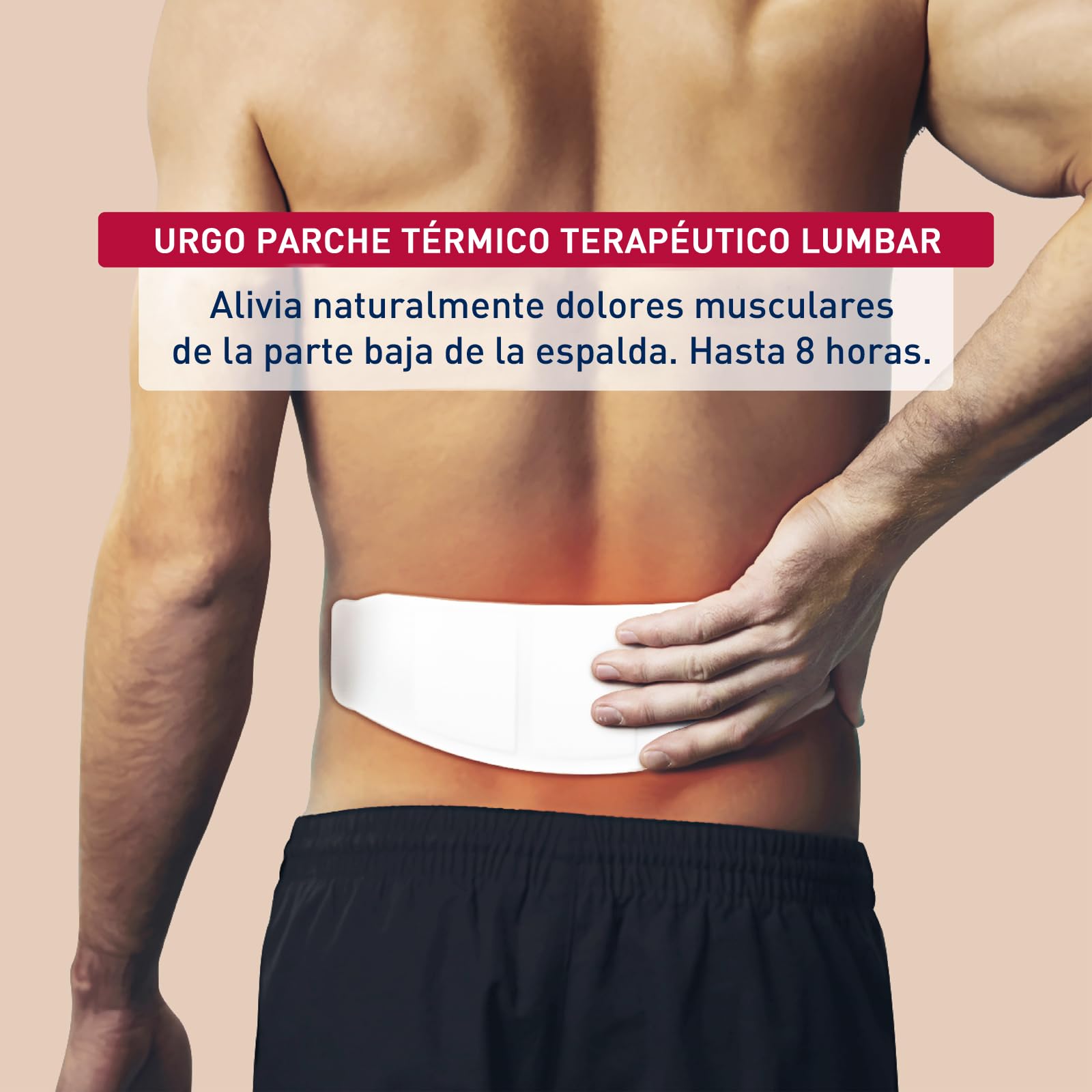 Urgo - Parche térmico terapéutico lumbar - Indicado para dolores musculares y articulares - Caja con 4 parches de 9 cm x 28,8 cm