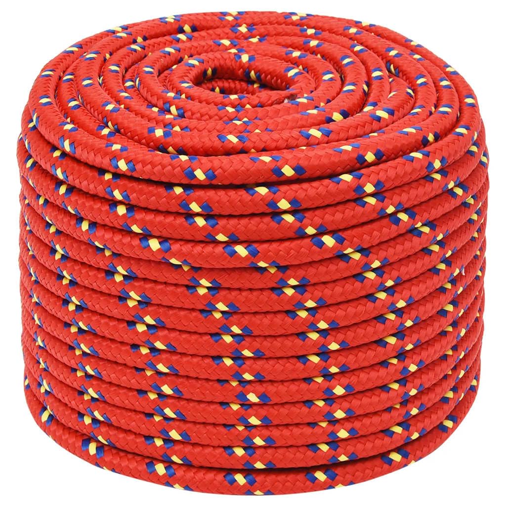 vidaXL Boat Rope Anchor Line Braided Cord UV Resistant Ship Marine Yacht Coil Rope Abrasion Resistant for Sailing Red 14 mm 100 m Polypropylene โ image 1