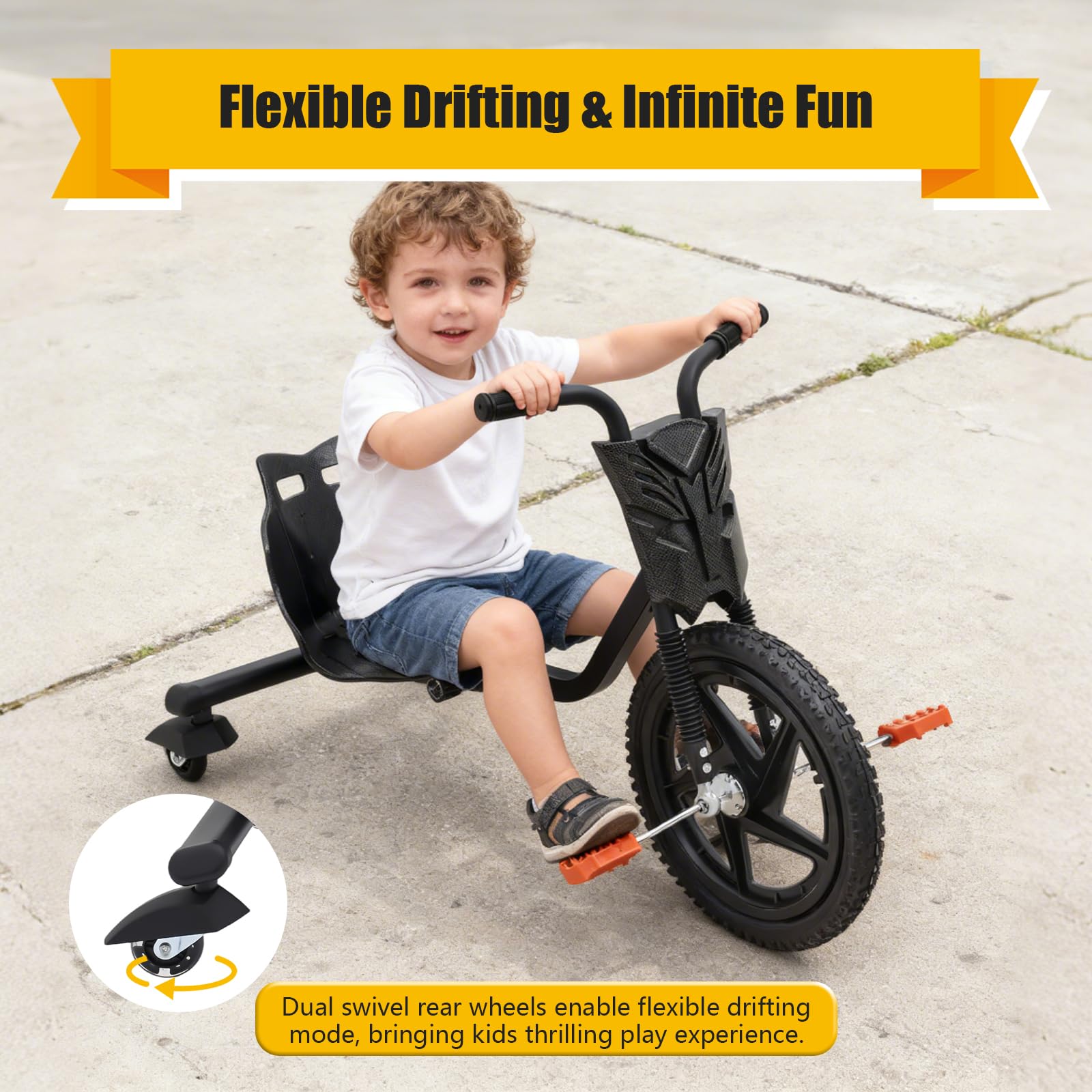 Trike Drift Trike Elektrische Kinder Trike 24V Zwart