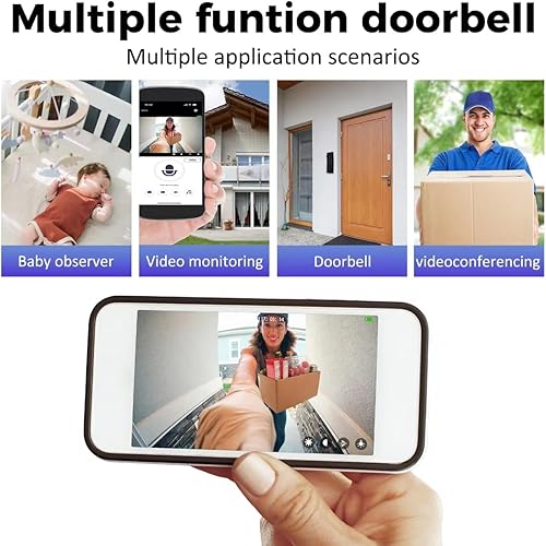 Miniatura 5 de Timbre de puerta inteligente con cámara inalámbrica Ulooka Control remoto APP con visión nocturna, cámara de video recargable, almacenamiento en la