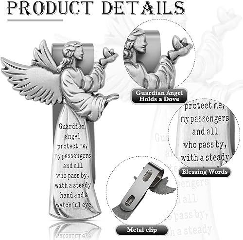 Miniatura 3 de Clip para visera solar con diseño de ángel guardián, protege a mis pasajeros, medalla de zinc bendita viajar de forma segura, clip de visera para