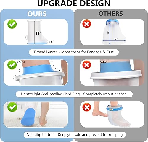 Miniatura 34 de YUNCHI Funda impermeable extra ancha para la ducha de adultos después de la cirugía con parte inferior antideslizante, protector de yeso de pie