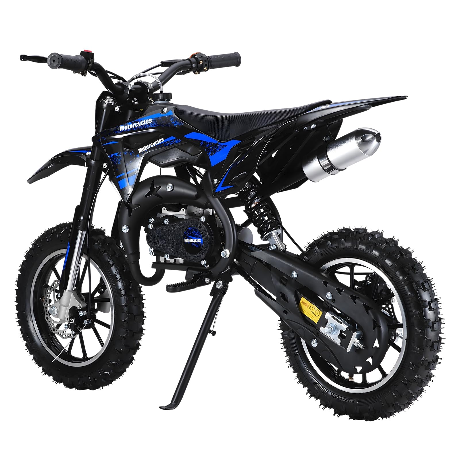 tinysiry 2025 New Upgrade Kids Dirt Bike, 49CC 2-Stroke Gas Power Motocross with Off-Rode Tire & Front Rear Disc Brakes, Off Road Mini Motorcycle, Gas Bike Load 330Lbs Up to 25 Mph Blue