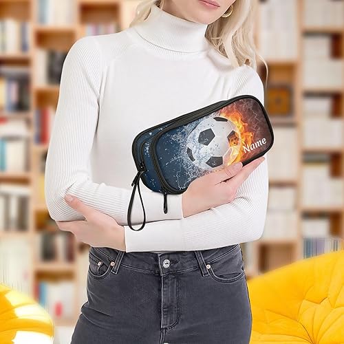 Vista 254 de Estuche para lápices de fútbol y fútbol, estuche grande para lápices para niños y niñas, compartimentos con cremallera, gran capacidad, papelería