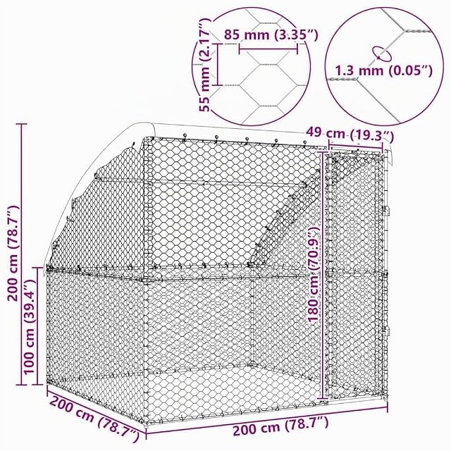 Foto 3 de 8 de vidaXL Refugio para Perros Plateado 2 x 2 x 2 m Acero galvanizado
