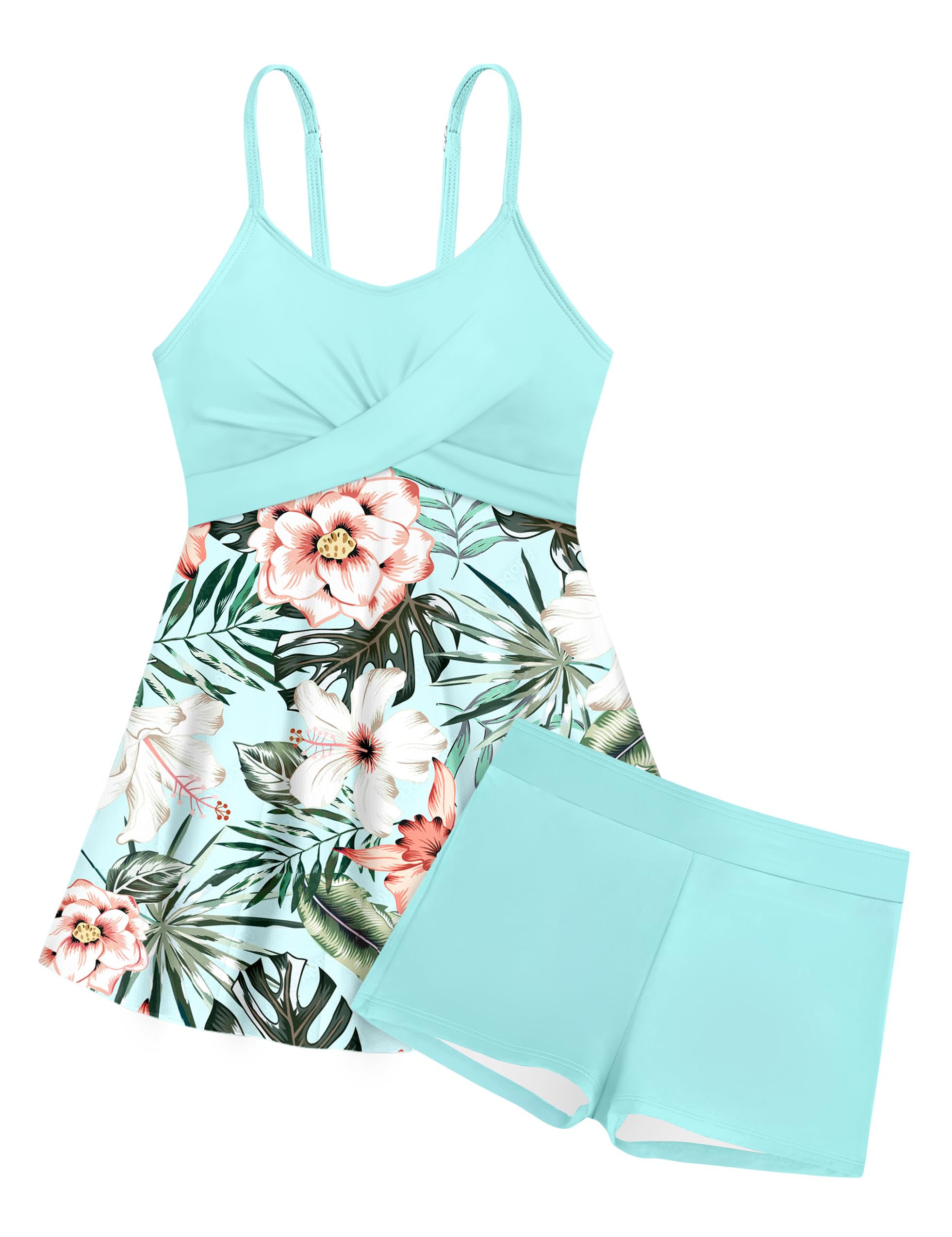 Girls Swimsuits Criss Cross Bathing Suits with Shorts