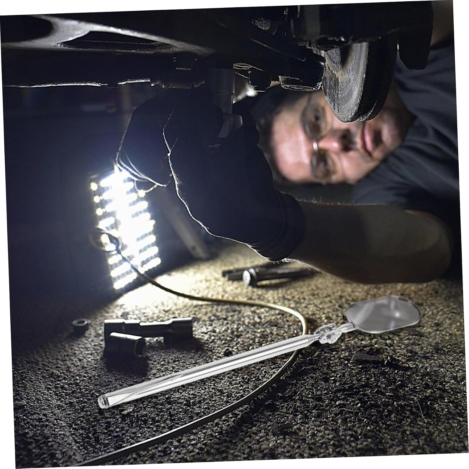 Mechanic Mirror Stick Auto Technician Telescoping Inspection Tool Compact Stick Mirror for Mechanics