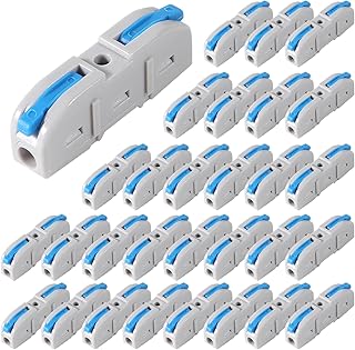 30PCS Quick Terminal Wire Connectors 600V 32A Conductor Compact Connector Electrical Wiring Terminal Lever Wire Connectors for Circuit Inline Splices(1 in 1 Out Blue)