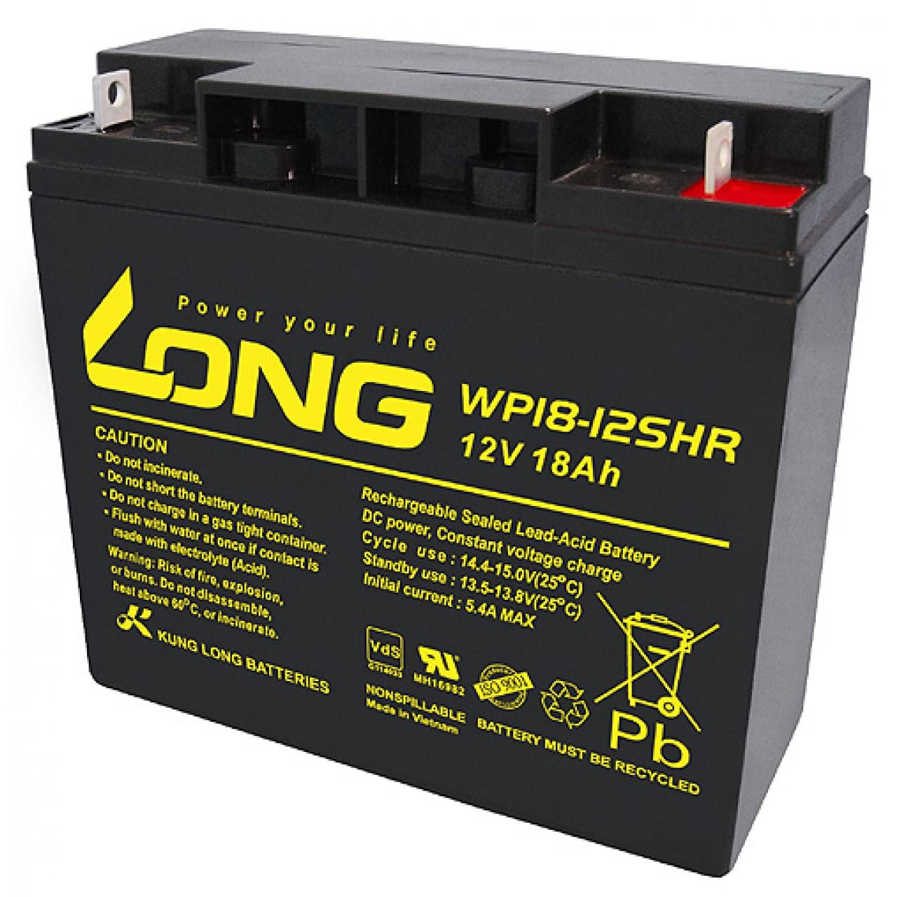 KungLong Batería Plomo WP18-12SHR VDS Equivalente con FIAMM Modelo FG21803