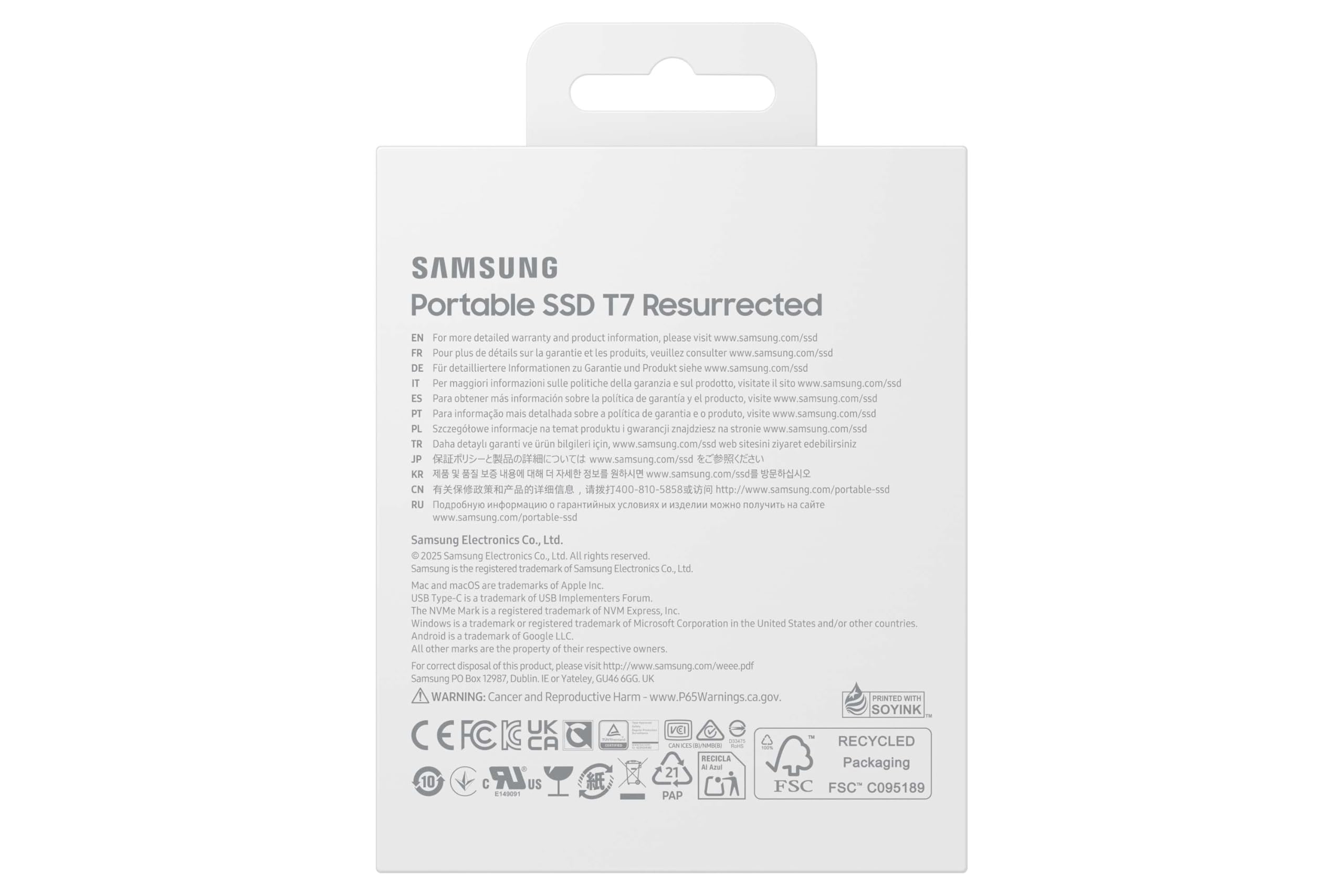 Samsung T7 Resurrected MU-PD1T0G/WW, SSD Externe Portable Gris Clair, 1 to, USB 3.2 Gen.2