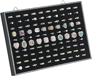 100 Slots Rings Holder Organizer Wall Mount, Jewelry Display Tray for Vendors, Rings Earrings Cufflinks Storage Dish for Selling. (1, Black)