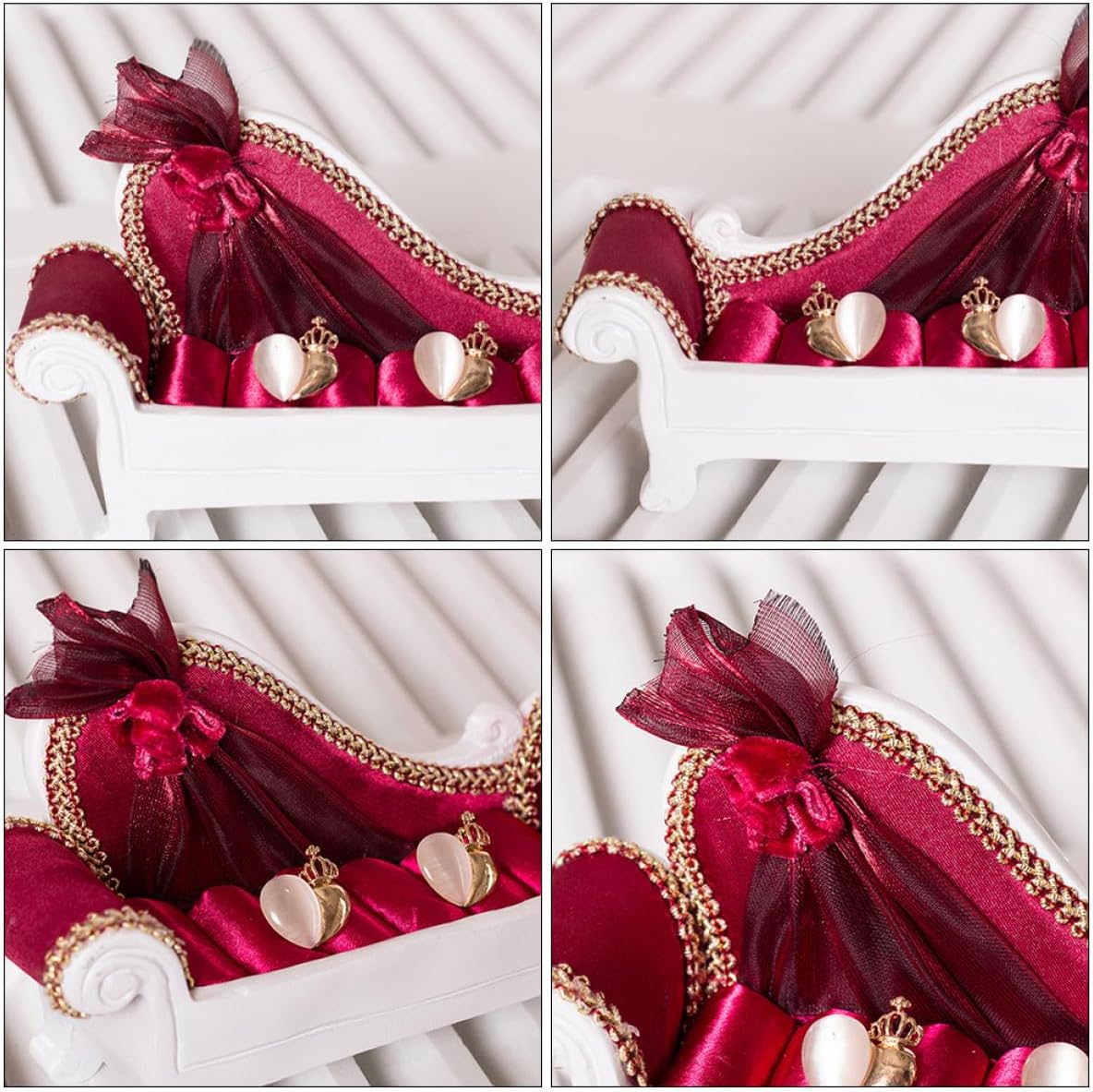Jewelry Organizer Ring Holder Ear Display Stand Sofa Shape Burgundy Jewelry Rack for Home Storage and Accessories Display