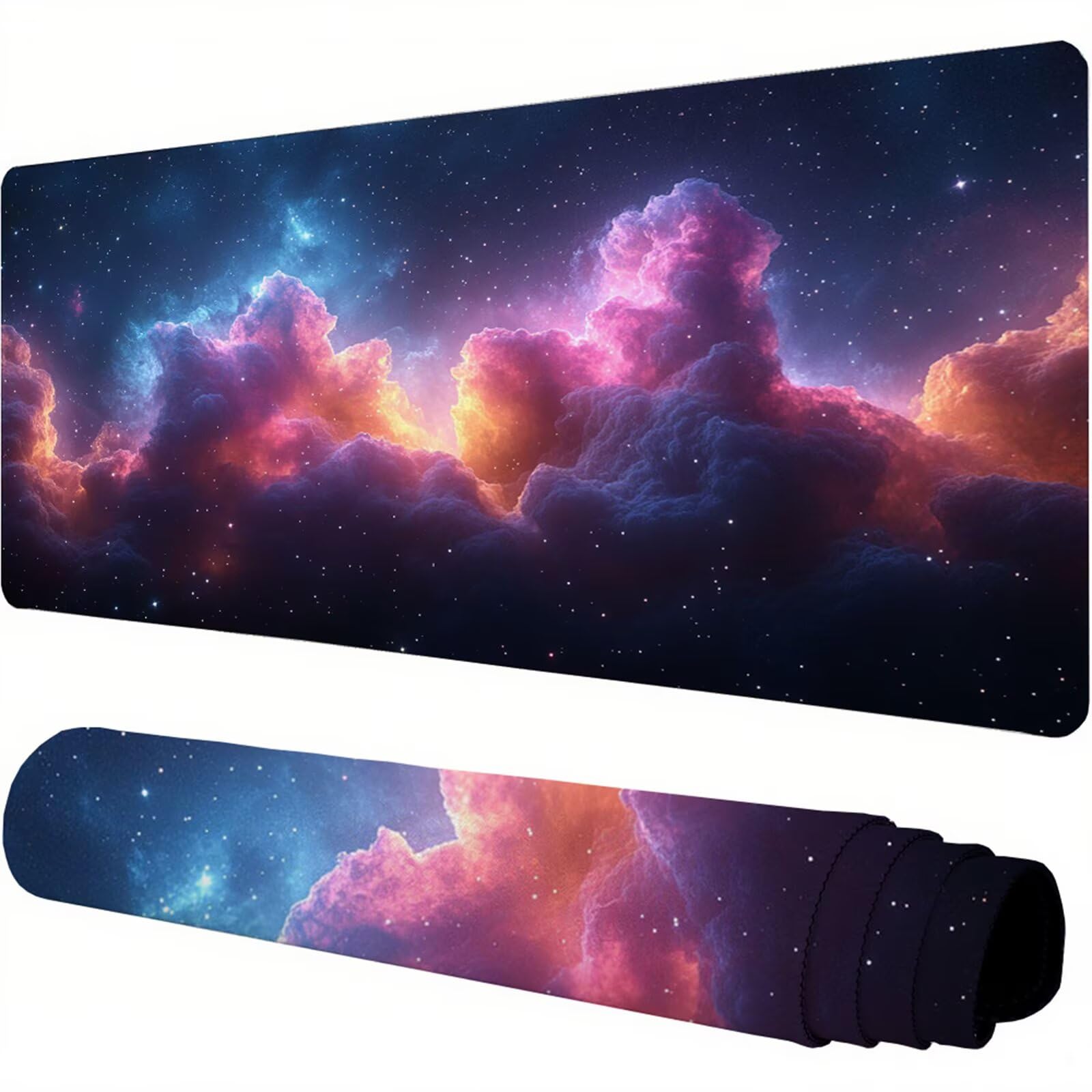 Czarna podkładka pod mysz XXL 1200 x 600 x 3 mm gwiaździste niebo pod ręką akcesoria biurowe antypoślizgowa gumowa podstawa i szyte krawędzie podkładka pod mysz dla graczy do dekoracji biura