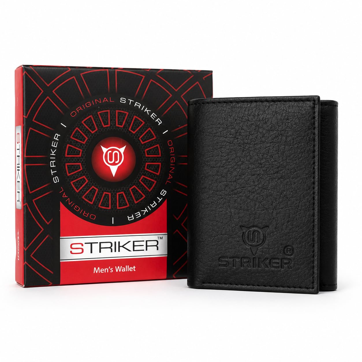 Striker Men's Wallet, Black Leather Trifold-image-9