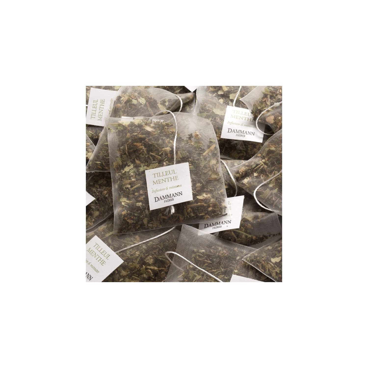 Dammann Frères® Infused Lipa Mięta pieprzowa - 24 filtry, herbata ziołowa, lipa i mięta pieprzowa, w pojedynczych saszetkach bez kofeiny