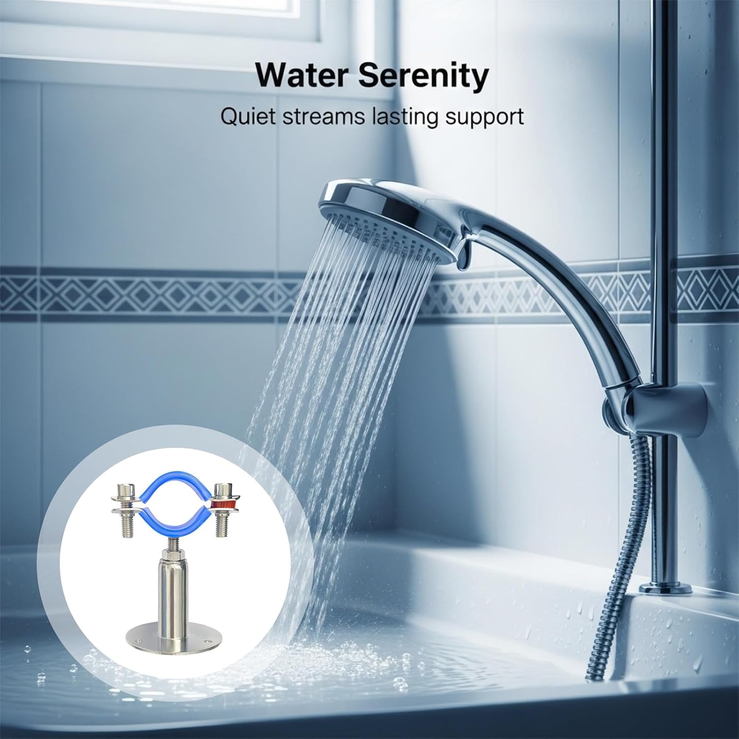 8 Pcs 304 Stainless Steel Adjustable Pipe Strap Clamp with Blue Anti-Slide Pad, 0.98-1.06 in Clamping Diameter, 2.36 x 2.36 x 3.94 in for Pipe Supports
