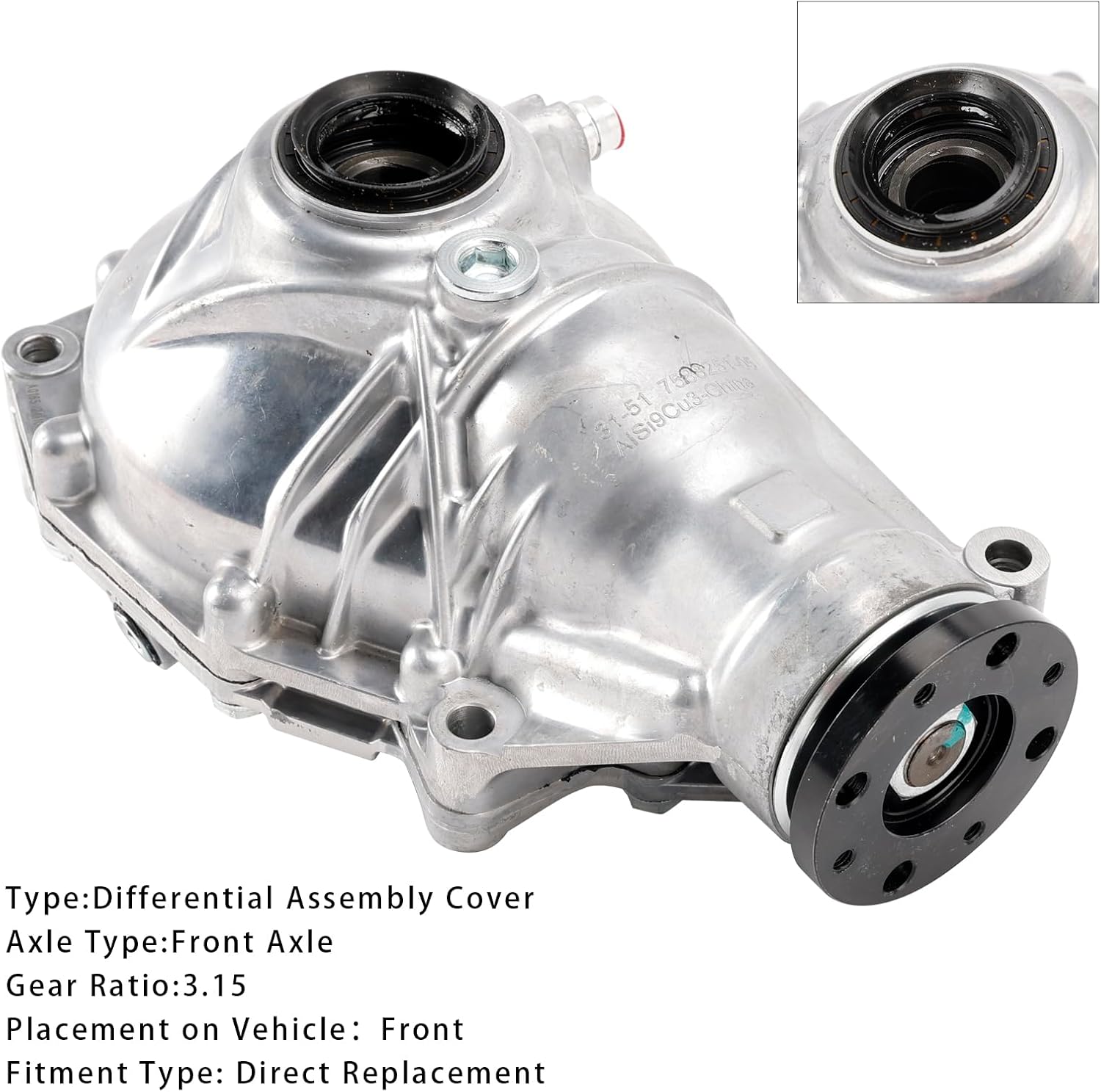 Areyourshop Front Axle Differential Carrier 31517588251 for BMW X6 xDrive35i 2015-19, X5 sDrive35i, xDrive35d, xDrive35i 2013-15, 320i Base/320i xDrive Base 2013-18, 435i 2014-16 3.0L L6