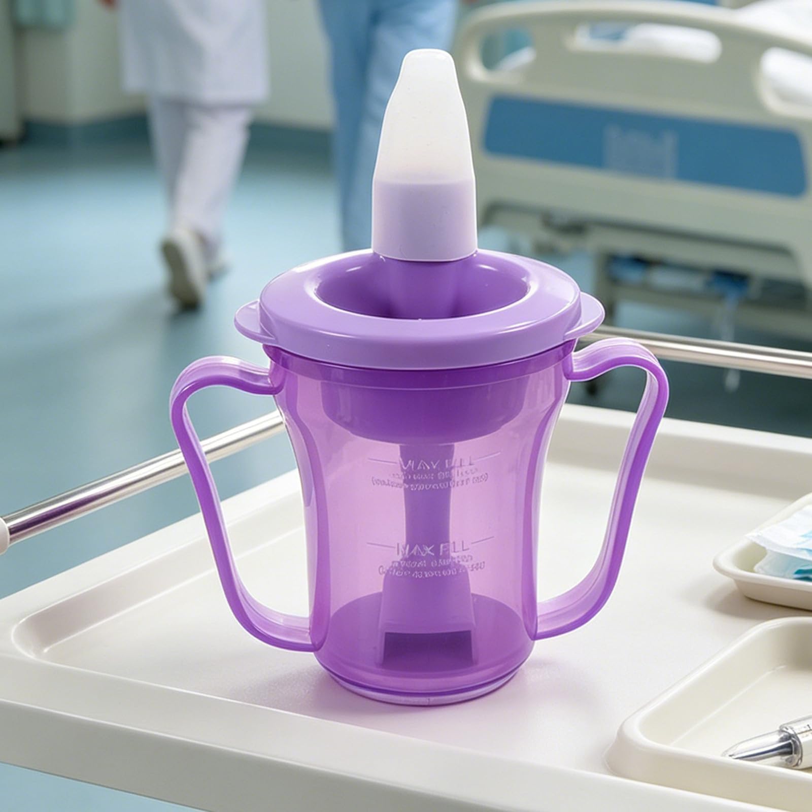 GALPADA Anti Erstickungs Trinkbecher aus Kunststoff 8,45oz für Senioren und Schlaganfallpatienten mit Griff Auslaufsicher und Geeignet für Bettpflege