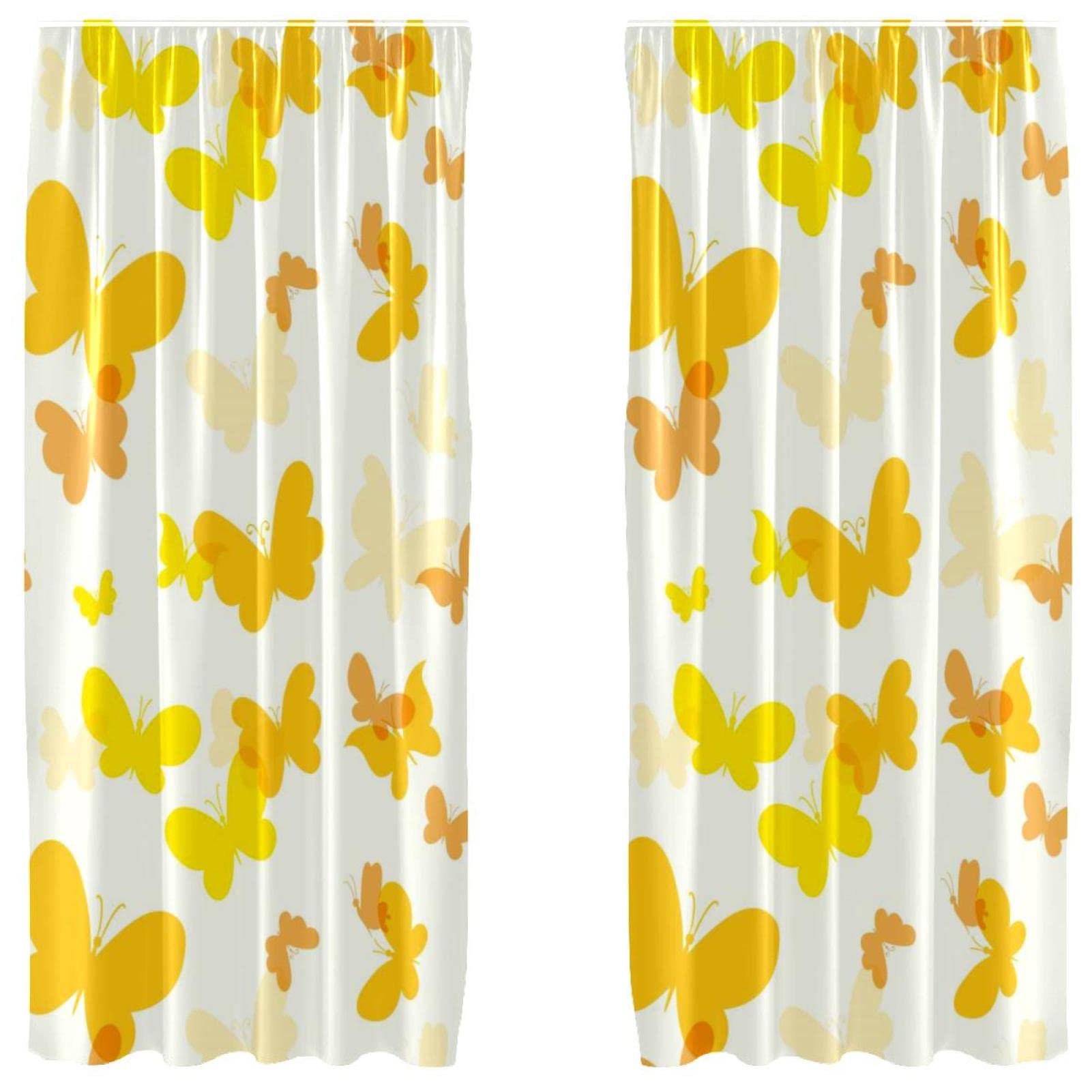 Rideaux occultants papillons jaunes 140x213cm pour chambre