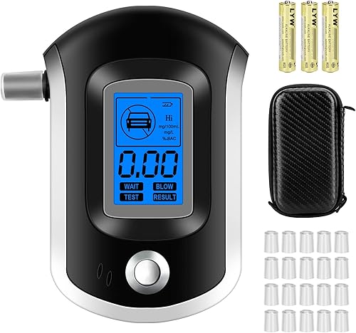 Alcoholímetro de alcohol, probador de aliento de alcohol de precisión de grado profesional, probador de alcohol en sangre LCD digital portátil con
